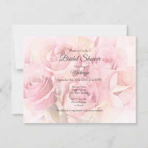 Invitation Peach Pink Watercolor Roses