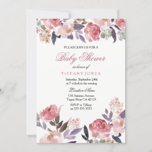 Invitation Peach rose Baby shower d'aquarelle florale Invitat