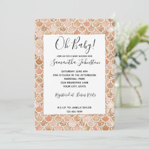 Invitation Peach Rose Blush Gold Parties scintillant Sirène