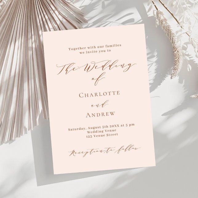 Invitation Peach rose or luxe mariage formel (Créateur téléchargé)