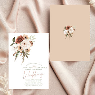 Invitation Peach Rustic Terracotta Verdure Mariage Floral