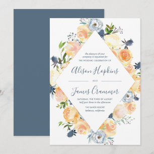 Invitation Peach rustique et White Peony Mariage