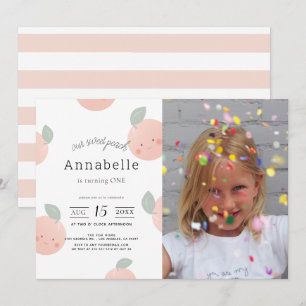 Invitation Peaches & Crème Cute Girl Photo Anniversaire
