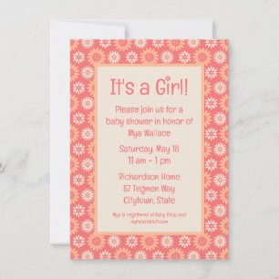 Invitation Peaches & Crème Floral Baby Girl Douche