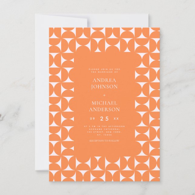Invitation Peacht rose et orange Mariage moyen du milieu du s (Devant)