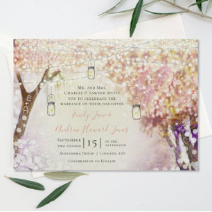 Invitation Peacht rose violet Mariage de la forêt de Boho Fai