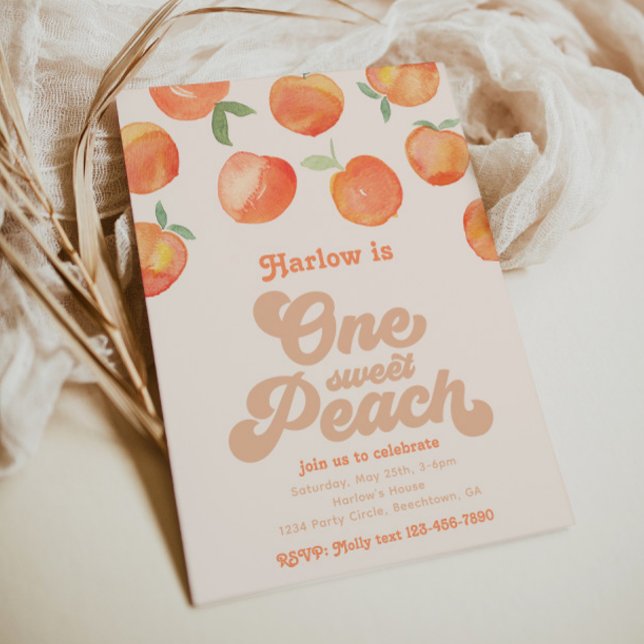 Invitation Peachy One | Invitation d'anniversaire  (Créateur téléchargé)