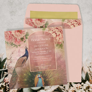 Invitation Peacock Arch Blush Peony Fête des mariées rose