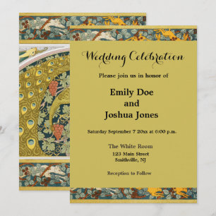 Invitation Peacock Art Nouveau Style rond design complexe
