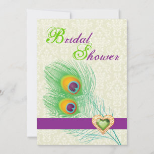 Invitation Peacock bijou coeur mariage douche nuptiale