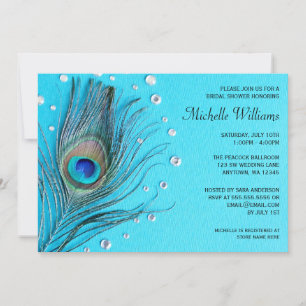 Invitation Peacock Bijoux en plumes Aqua Fête des mariées