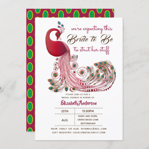 Invitation Peacock Bride 2 Be Struts Her Stuff Fête des marié