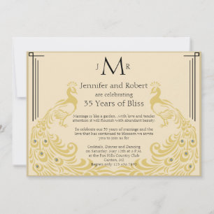 Invitation Peacock Elegance Art Déco Mariage Anniversaire