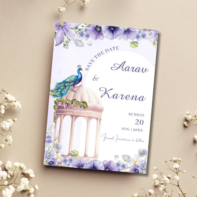 Invitation Peacock Enregistrer la date Indienne enregistrer l (Créateur téléchargé)