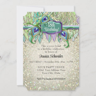 Invitation Peacock Feather Art Déco Glam N'importe quelle fêt