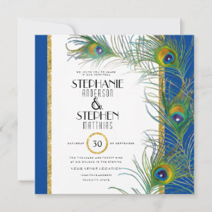 Invitation Peacock Feather Art Déco Nouveau Typographie moder