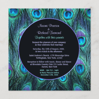 Invitation Peacock Feather Drama - Carré