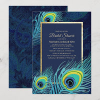 Peacock Feather Marine Blue Gold Fête des mariées