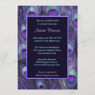 Invitation Peacock Feather Purple Drame - Fête des mariées