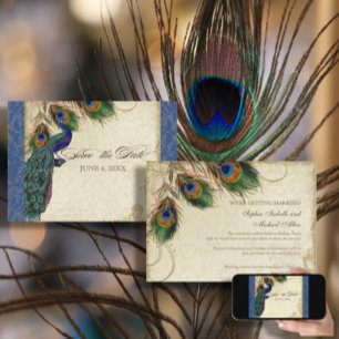 Invitation Peacock & Feathers Formal Enregistrer la date Mari