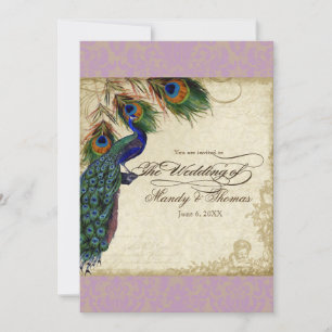 Invitation Peacock & Feathers Mariage formel Inviter Aqua Blu
