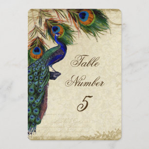 Invitation Peacock & Feathers Mariage officiel Numéro de tabl