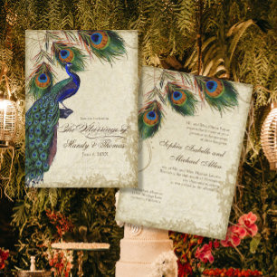 Invitation Peacock & Feathers Thé Mariage officiel