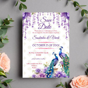 Invitation Peacock fleur violet mariage indien enregistrer la