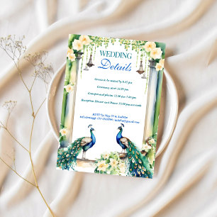 Invitation Peacock jasmine Détails du mariage indien RSVP car