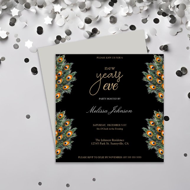 Invitation Peacock moderne pleurs fête de la Saint-Sylvestre (Créateur téléchargé)