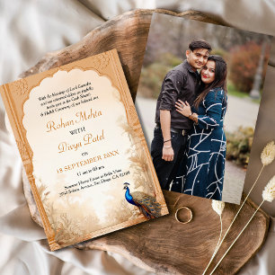 Invitation Peacock Palm Garden Mariage photo indien