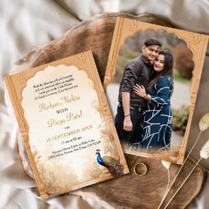 Invitation Peacock Palm Garden Mariage photo indien