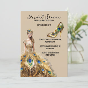 Invitation Peacock plumes robe mariée mariée pour être nuptia