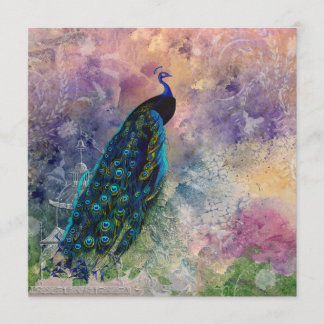 Invitation Peacock romantique de Gazebo et aquarelle