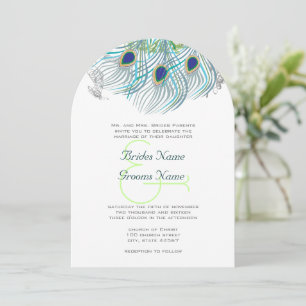 Invitation Peacock Vintage Feathers