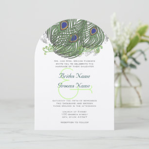 Invitation Peacock Vintage Feathers