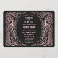 Peacocks Art Déco rose Gold Prom Senior