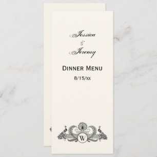 Invitation Peacocks vintages Monogram Ivory BG
