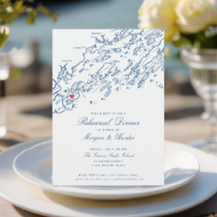 Invitation Peaks Island Maine Marine Blue Mariage Rehearal
