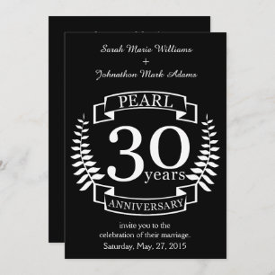 Invitation Pearl 30e anniversaire du mariage 30 ans
