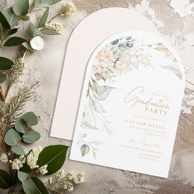 Invitation Pearl Blush Floral Graduation Arch ID989 (Créateur téléchargé)