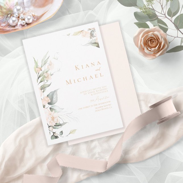 Invitation Pearl Blush Floral Mariage V1 ID989 (Créateur téléchargé)