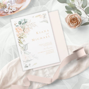 Invitation Pearl Blush Floral Mariage V2 ID989