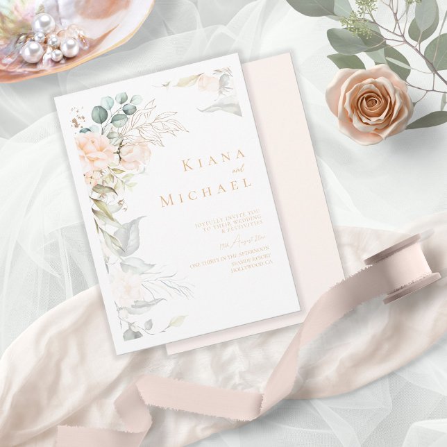 Invitation Pearl Blush Floral Mariage V2 ID989 (Créateur téléchargé)