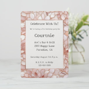 Invitation Pearl Blush Rose Floral Anniversaire