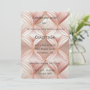 Invitation Pearl Blush Rose Rose Gold Cercles Anniversaire