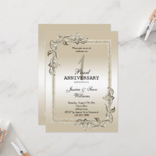 Invitation Pearl Gem & Parties scintillant 1er anniversaire M
