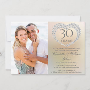 Invitation Pearl Heart 30e anniversaire du Mariage Photo