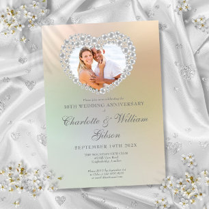 Invitation Pearl Heart Photo 30e anniversaire du Mariage