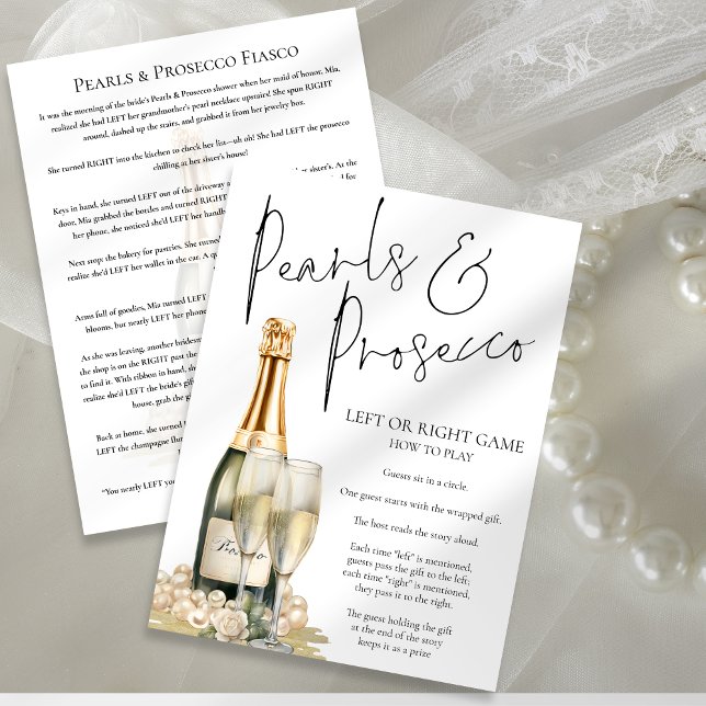 Invitation Pearl Prosecco Fête des mariées droite gauche Cart (Front and back view)